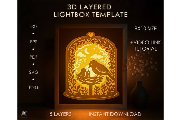 3D Bird Nest Shadow Box SVG Template Review