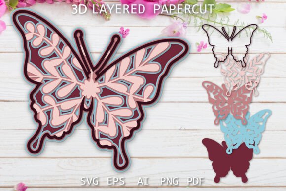 3D Butterfly 3D SVG for Shapes