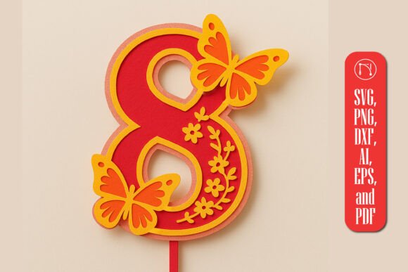 3D Butterfly Number 8 Topper SVG Review