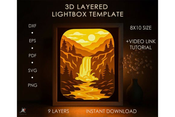 3D SVG Waterfall Lightbox for Shadow Boxes