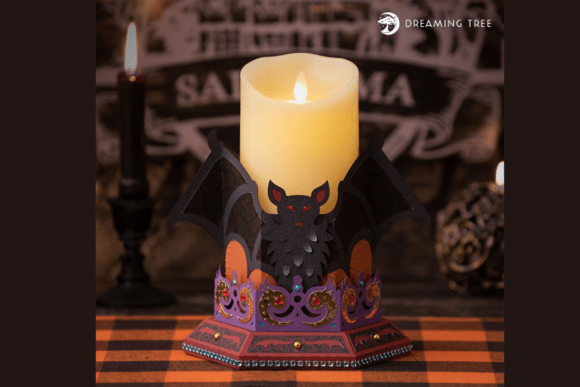 Bat Candle Holder 3D SVG for Halloween