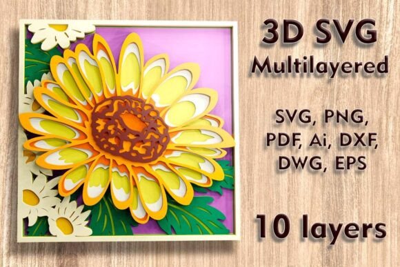 Chamomile 3D SVG for Laser Cutting Wall Decor