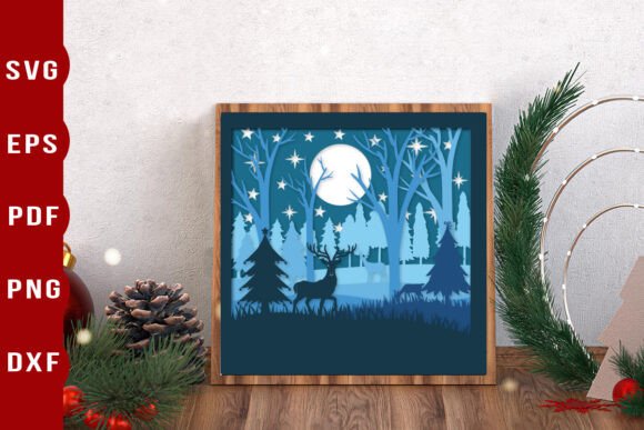 Christmas Deer Shadow Box SVG: 3D Depth