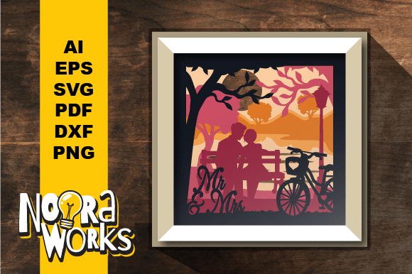 Couple in the Park 3D SVG for Shadow Boxes