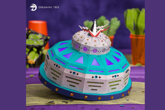 Cupcake Flying Saucer SVG: 3D Centerpieces