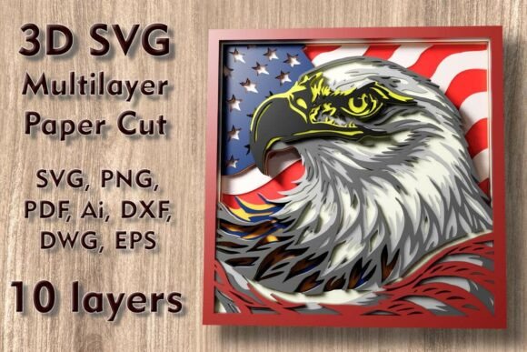 Eagle and Flag 3D SVG PaperCut Files Review