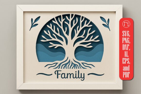 Family Tree Leaves 3D SVG for Shadow Boxes