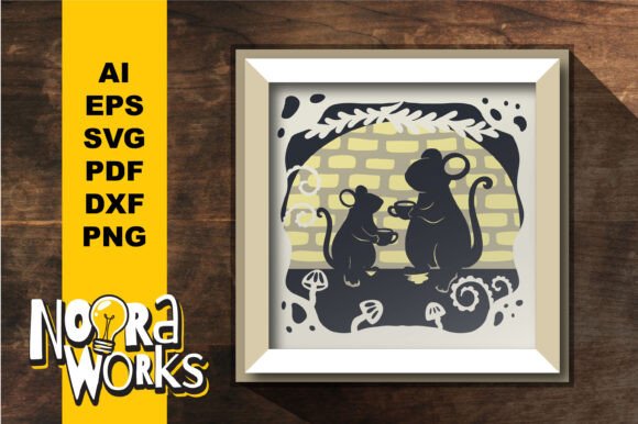Mouse Tea Party: 3D SVG Shadow Boxes
