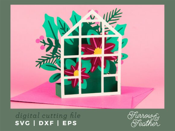 Poinsettia Greenhouse 3D SVG for Christmas