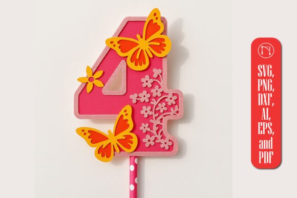 Review: 3D Butterfly Number 4 Topper SVG