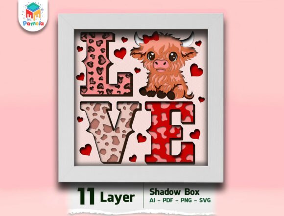 Review: LOVE Highland Cow 3D SVG for Valentine S Day