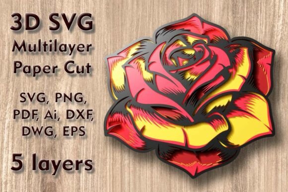 Rose 3D SVG for Paper Flowers