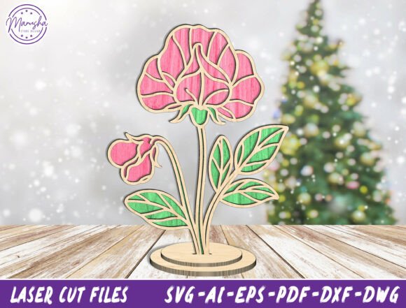 Rose Flower Laser Cut Ornament Design