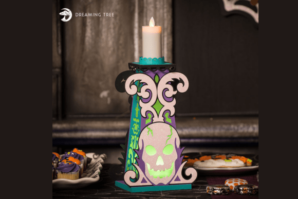 Skull Candle Holder SVG: 3D Halloween Design