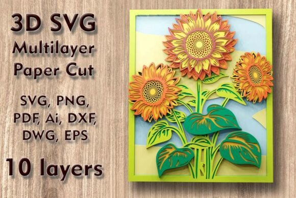 Sunflower 3D SVG for Floral Compositions