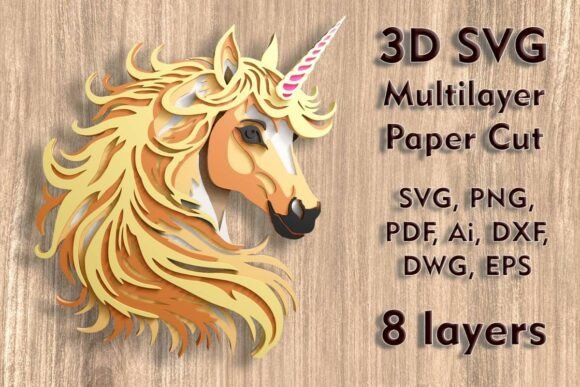 Unicorn 3D SVG for Fantasy Tales